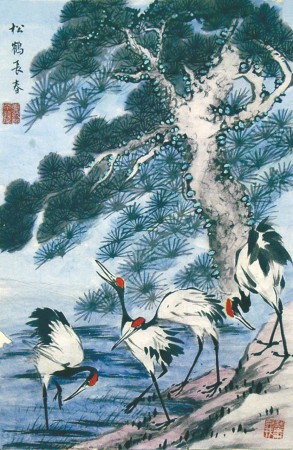 贅沢品 松鶴長春 :: 華致和 国画 覌赏 Hua zhihe guohua 絵画